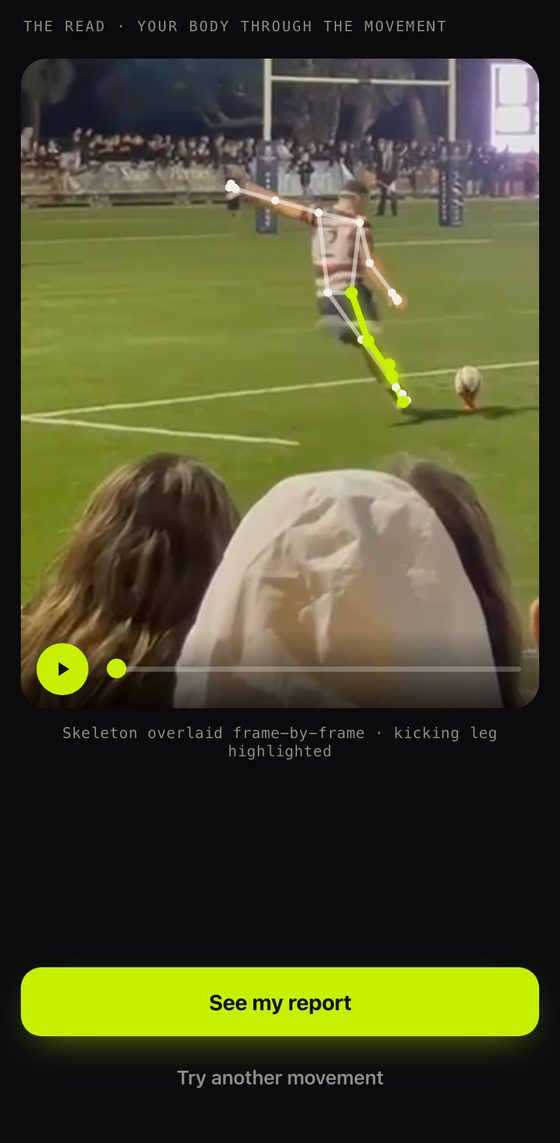Skeleton at ball contact